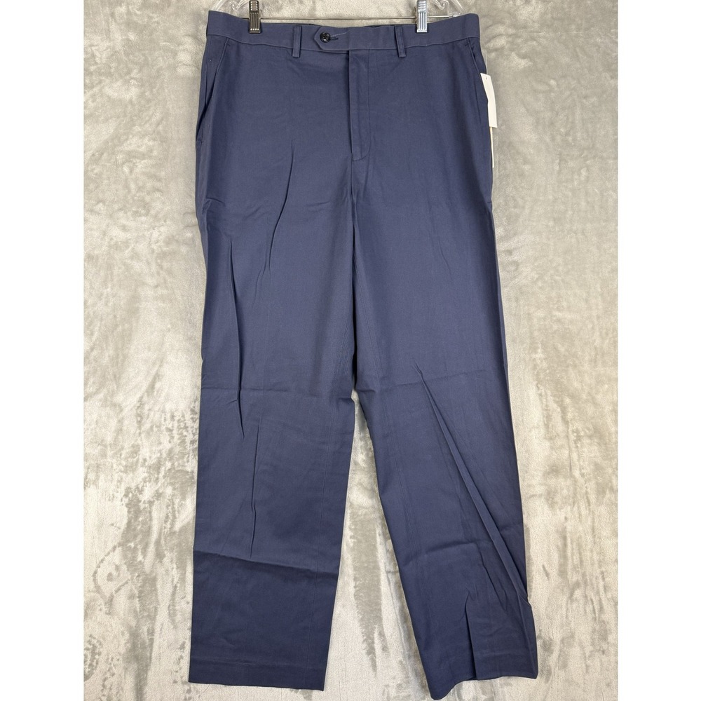 Y2K Michael Kors Mens Navy Blue Cotton Straight Leg Dress Pants 34W 32L